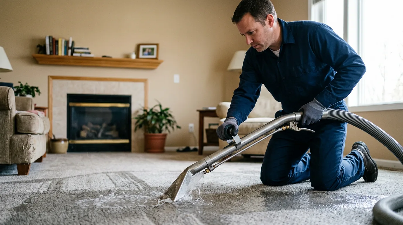 Water damage restoration technician working near Princeton Junction, NJ
